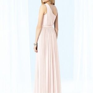 NWT After Six Blush Pink One Shoulder Pleated Maxi Formal Gown